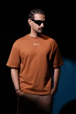 Men's Premium Drop Shoulder Oversized T-Shirt | 220 GSM 100% Cotton | Brown