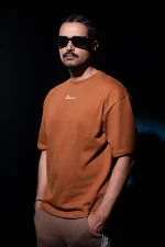 Men's Premium Drop Shoulder Oversized T-Shirt | 220 GSM 100% Cotton | Brown - Image 3