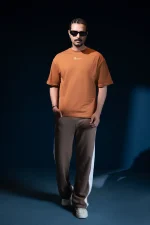 Men's Premium Drop Shoulder Oversized T-Shirt | 220 GSM 100% Cotton | Brown - Image 2
