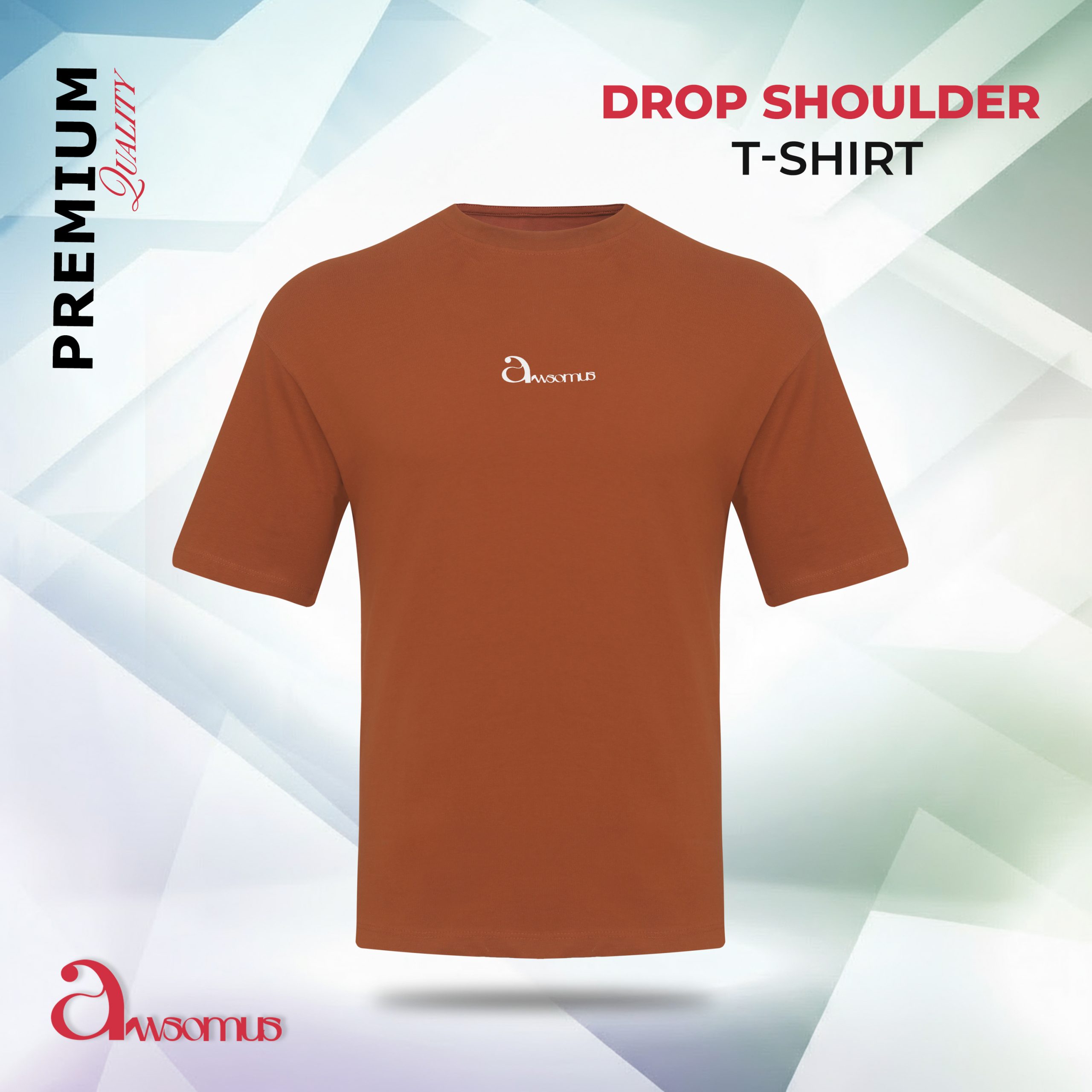 Brown Mens Drop Shoulder Short Sleeve T-Shirt Brown Color - Image 1