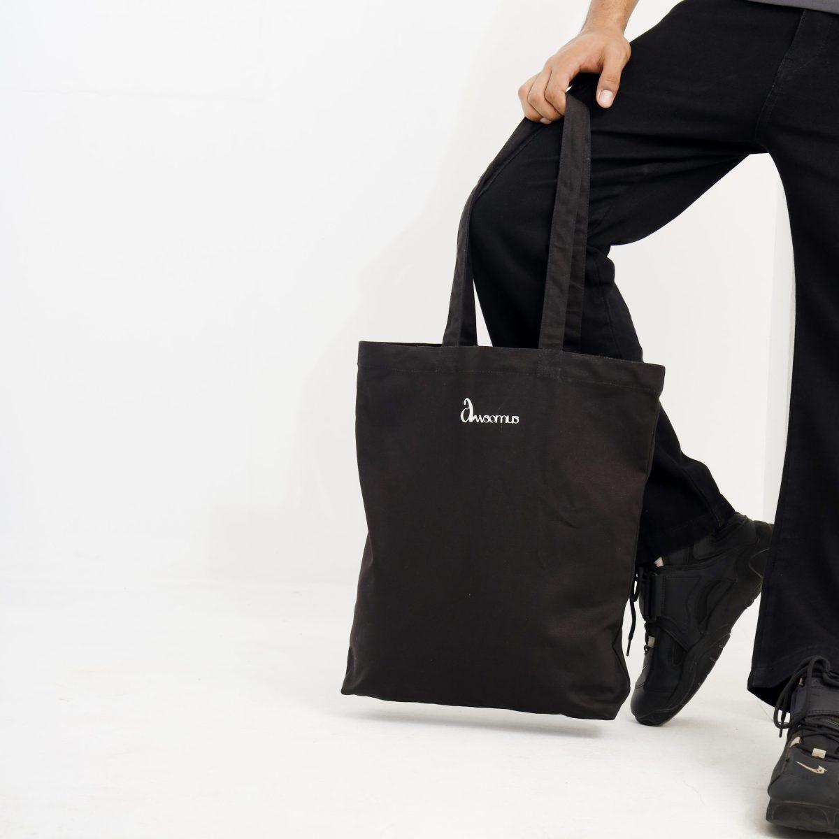 AWSOMUS Unisex Tote Bag | Stylish & Versatile Carryall | Black - Image 2
