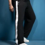 Men's Premium Baggy Track Pants | 100% Cotton Terry Fabric | Black | AWSOMUS