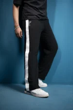 Men's Premium Baggy Track Pants | 100% Cotton Terry Fabric | Black | AWSOMUS