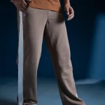 Men's Premium Baggy Track Pants | 100% Cotton Terry Fabric | Brown | AWSOMUS