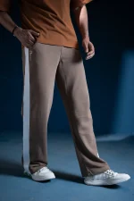 Men's Premium Baggy Track Pants | 100% Cotton Terry Fabric | Brown | AWSOMUS
